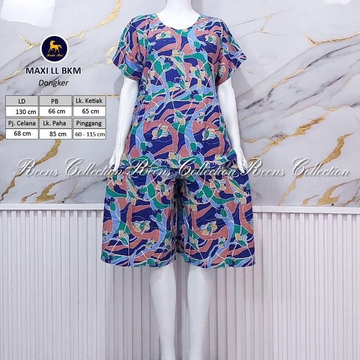 60uv- Batik Kuda Mas Setelan Jumbo Maxi Ll Ld 130 Piyama Wanita Celana Pendek Rayon Bunga