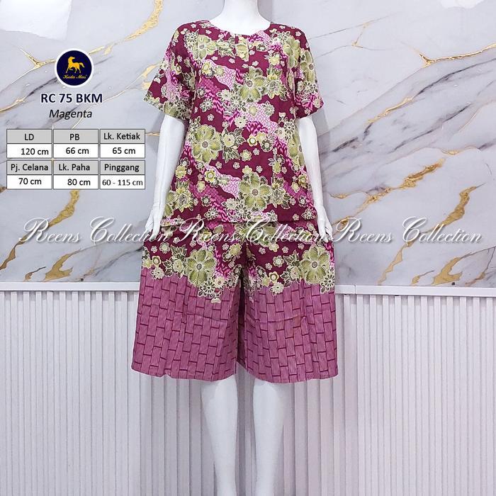 60uv- Batik Kuda Mas Setelan Rc 75 Ld 120 Cm Piyama Celana Pendek Lengan Pendek Kancing