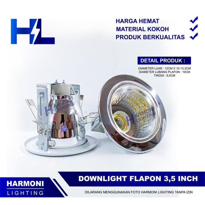 luxp- Kap Rumah Lampu Downlight 3.5 Inch Fitting E27 Lampu Plafon Tanam