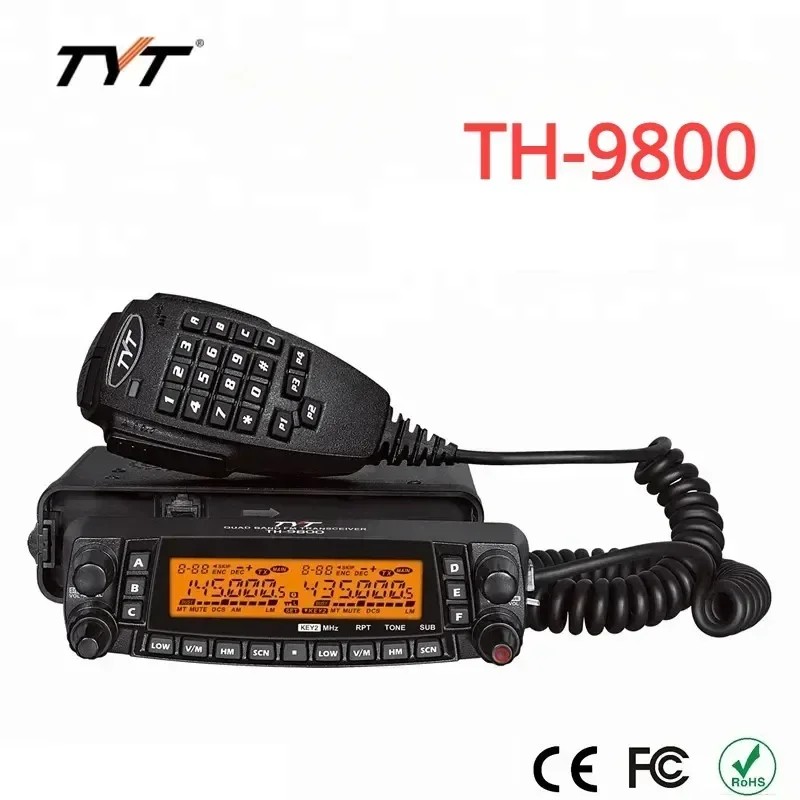 TYT TH-9800 Plus Walkie Talkie 50W Car Mobile Radio Station Quad Band 29/50/144/430MHz Dual Display 