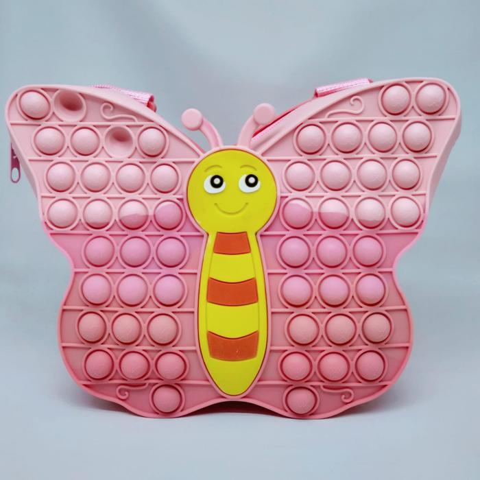 m8v6- Ransel Pop It Jumbo Kartun Tas Anak Lucu Kupu-Kupu & Unicorn Rainbow