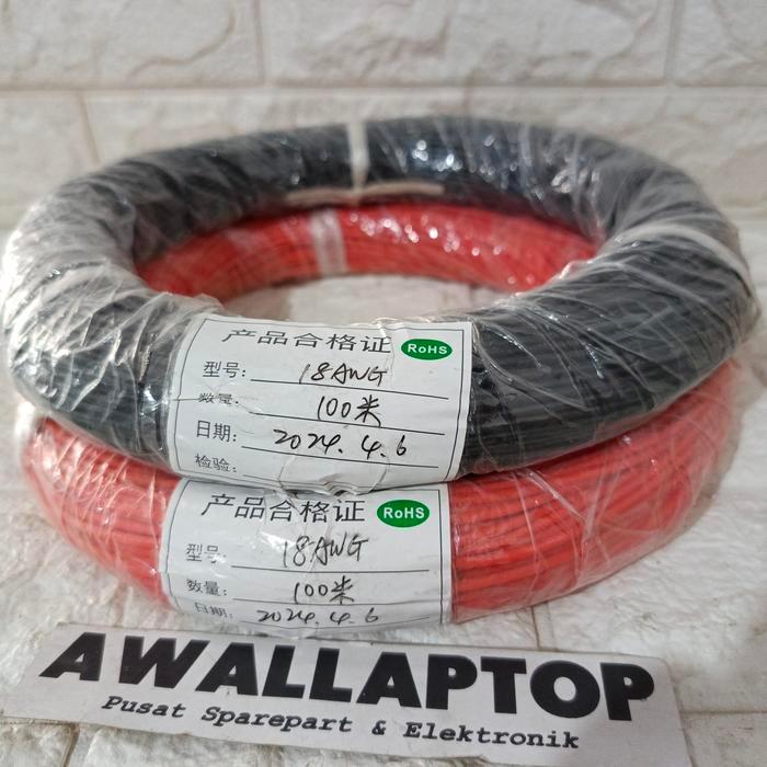 KABEL SILIKON LENTUR 18AWG SILICONE 200C AWG18 AWG 18 MERAH HITAM