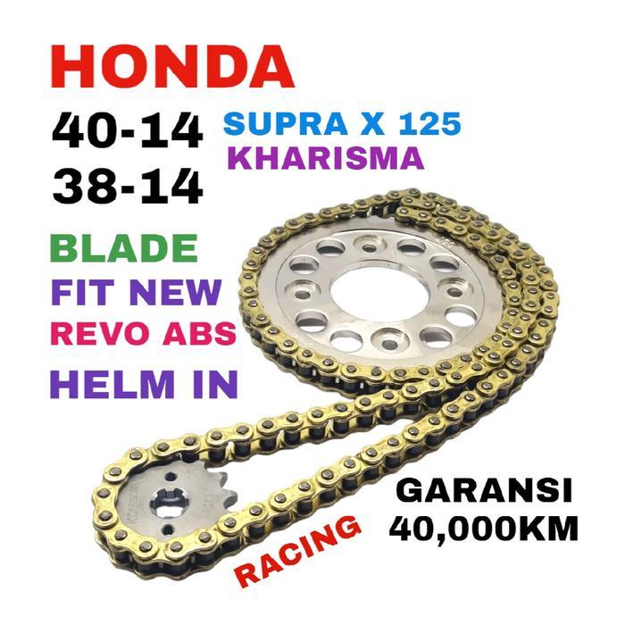 GEAR SET SUPRA X 125 40T-14T 38-14T KHARISMA SUPRA FIT NEW BLADE REVO ABSOLUTE SUPRA HELMIN