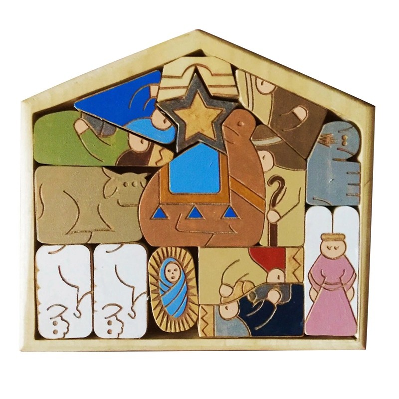 Wooden Jesus Puzzle Statue, Nativity Puzzle With Wood Burned Design, Jesus Puzzles, Nativity Set Jig