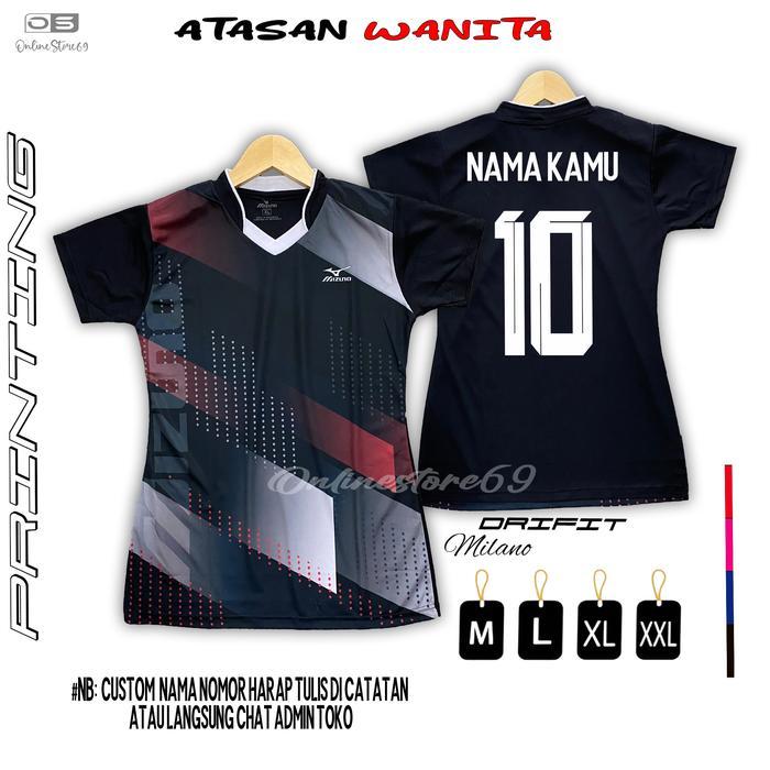 adra- Free Nama Nomor Baju Volly Printing Wanita / Jersey Wanita Custom Nama Nomor - Dryfit