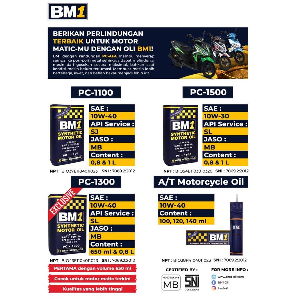 OLI MOTOR BM1 4T 15W50 SJ PC1000 800ML BEBEK SPORT ORIGINAL BM1