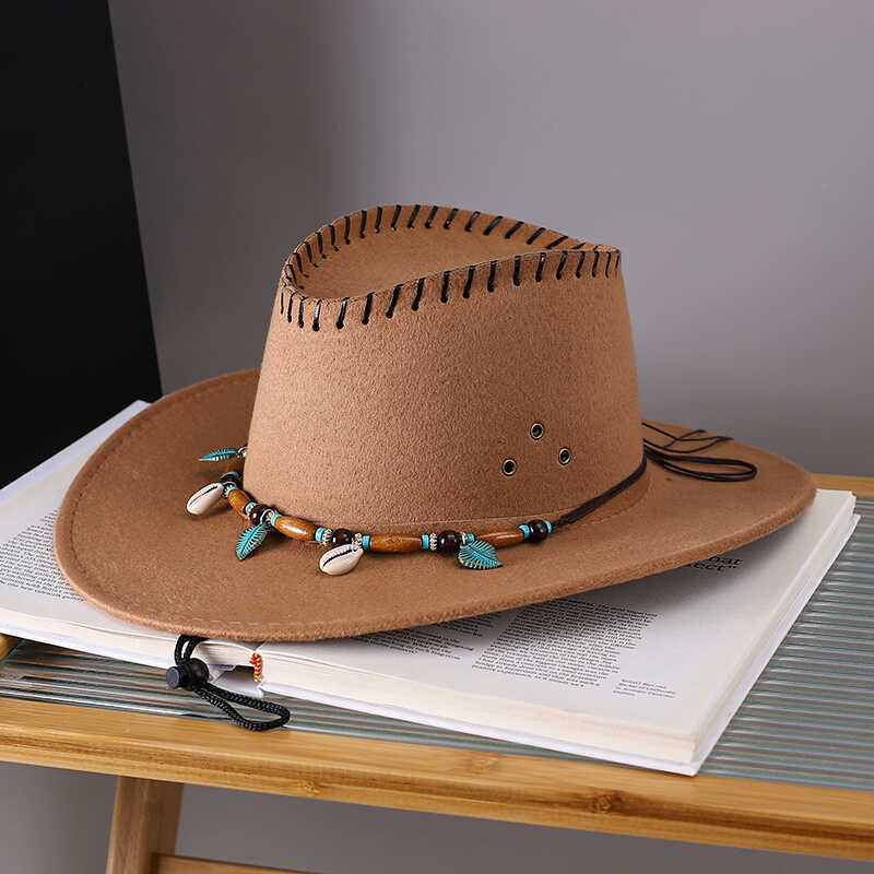 Western Cowboy Hat, Knight Hat Men'S And Women'S Sun Hat Mongolian Hat Imitation Leather Hat Straw