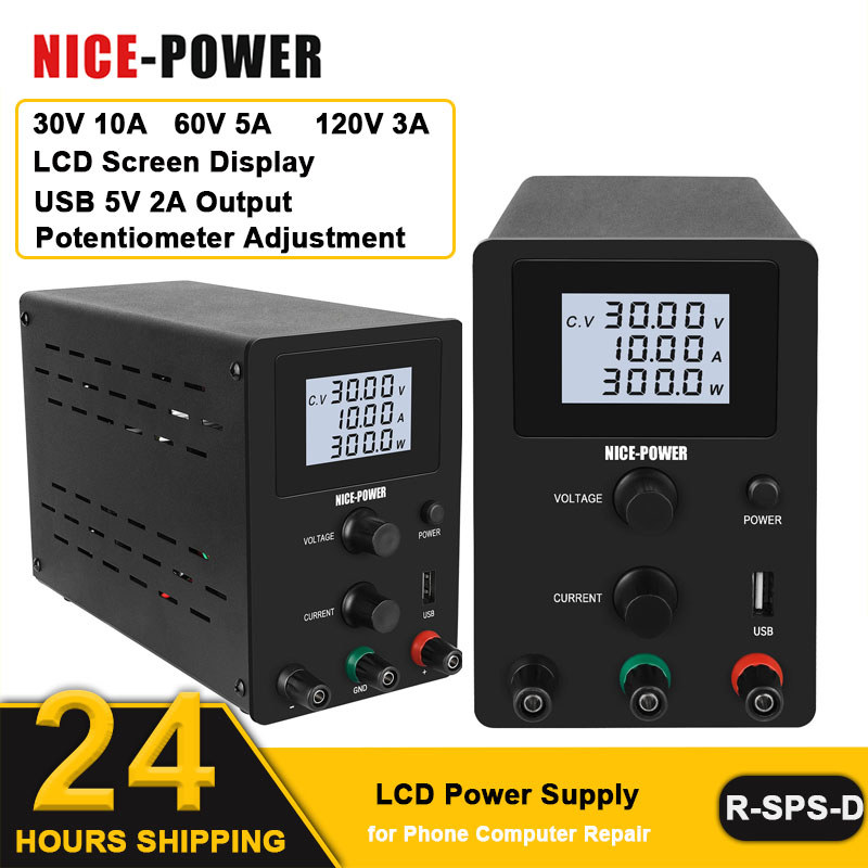 4-digit Lab Bench Power Supply 30V 10A 12V 24V Voltage Stabilizer LCD
