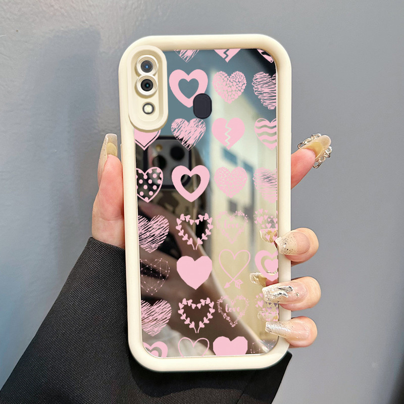 Casing Hp Samsung Galaxy A30 A20 M10s Case HP Casing pola Hati hijau Kartun Kasing cermin Cesing Sil