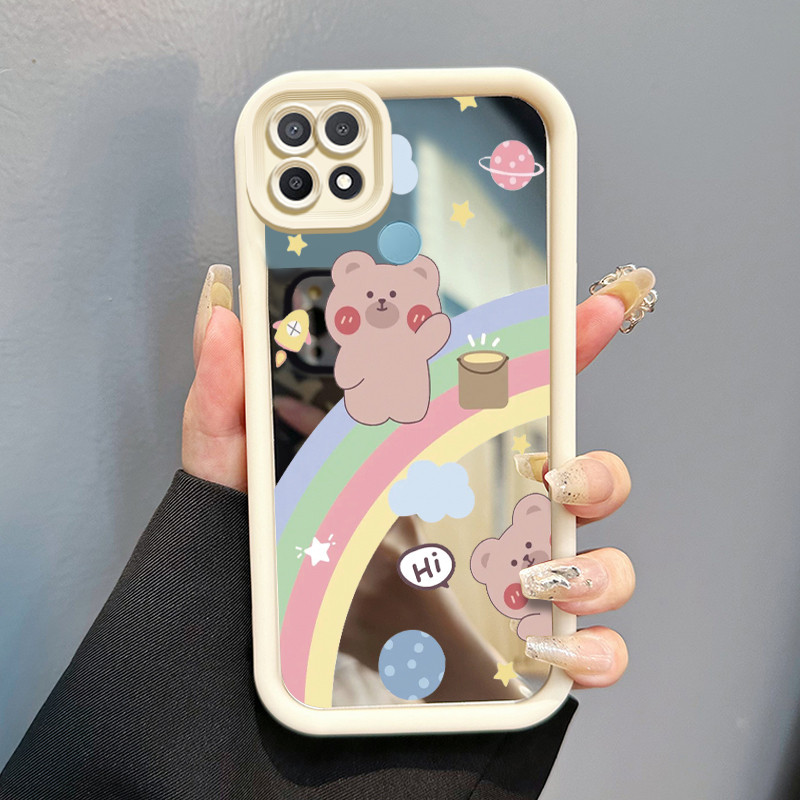 Casing Hp OPPO A15 A15s A35 Case HP Casing pola Kartun Pelangi Kartun Kasing cermin Cesing Silikon S