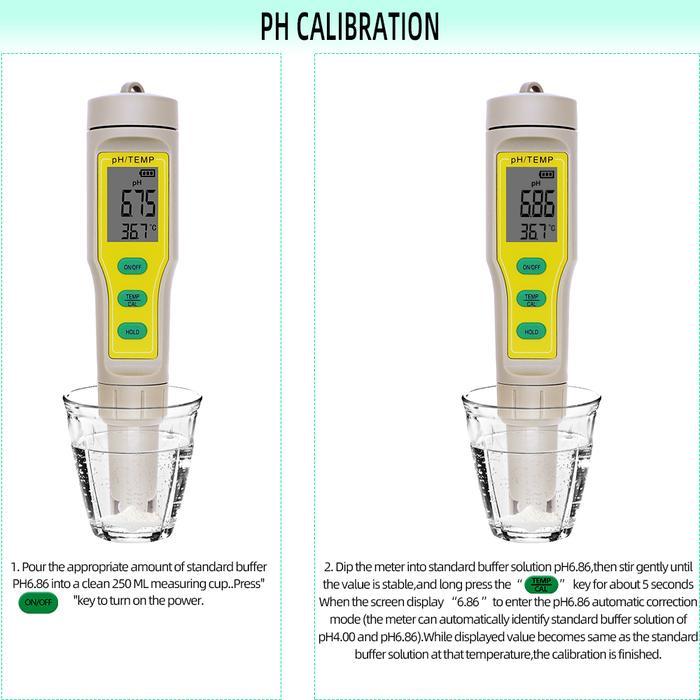 2 In 1 Digital Ph Tester Atc Ph-03 Lcd Ph/Temp Meter Aquarium Safe Pool Water Wine Urine Tester