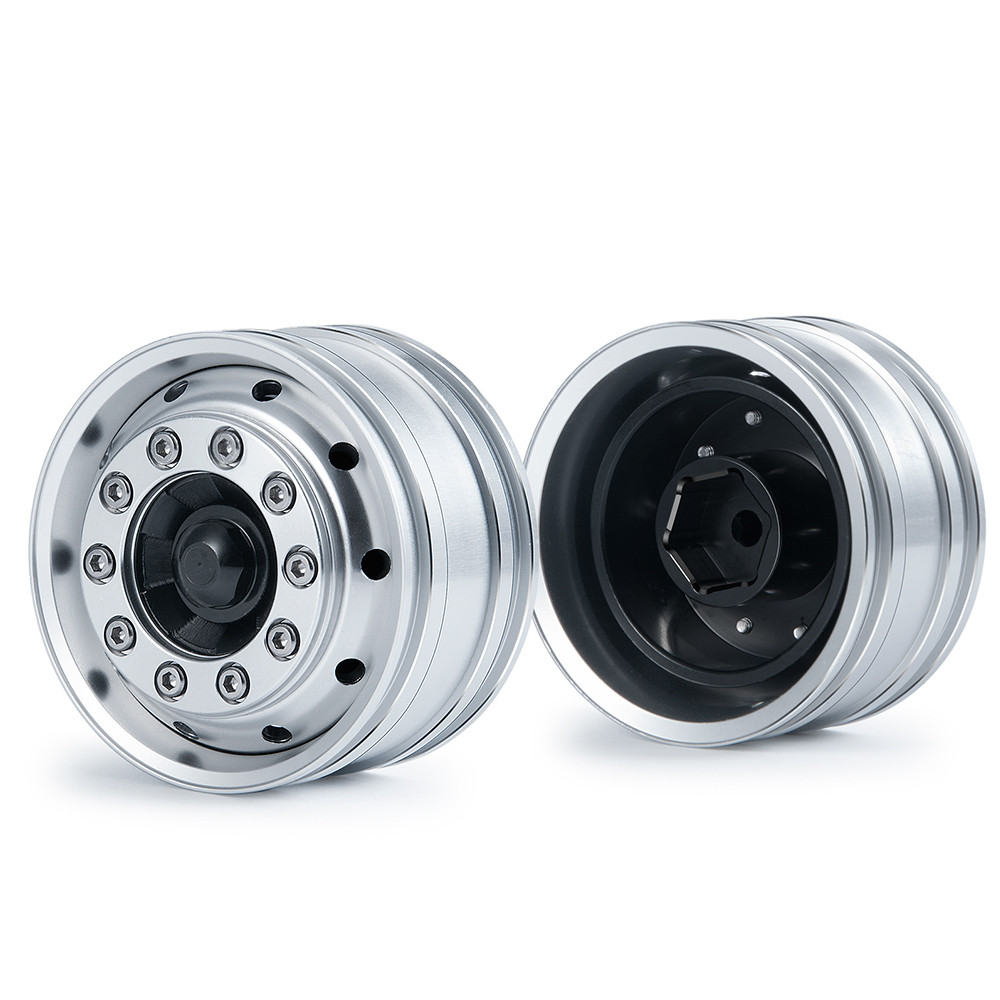 TRINOOD Alloy Metal Front Wheel Rim Hex Beadlock Wheel Hub for 1/14 Tamiya RC Tractor Cargo Truck Ca