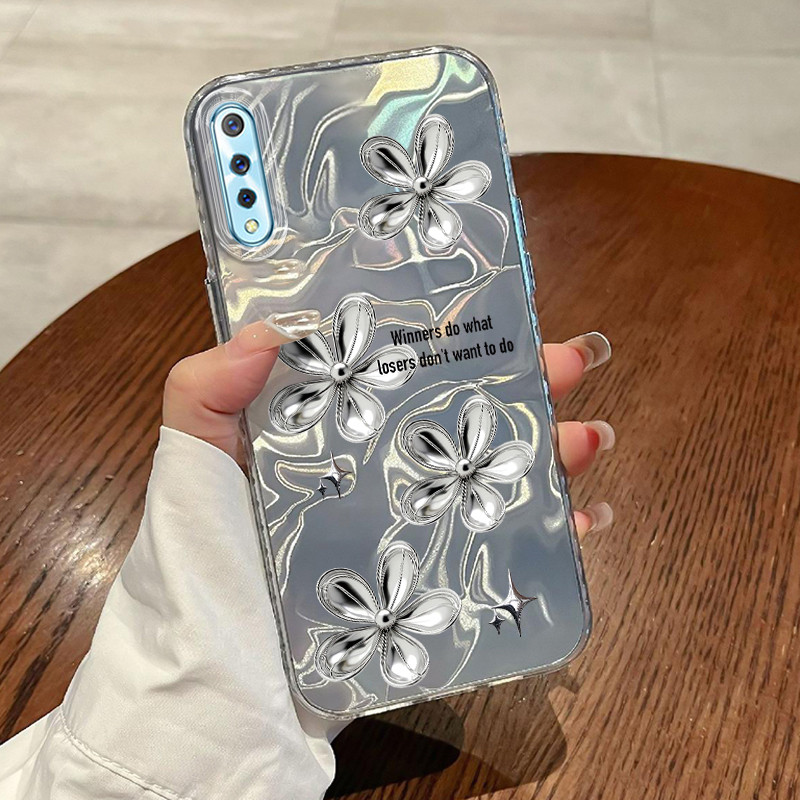 Casing Hp VIVO S1 VIVO S1 Pro Case Casing Pola Bunga Perak HP Kasing Kasus ponsel transparan mewah S