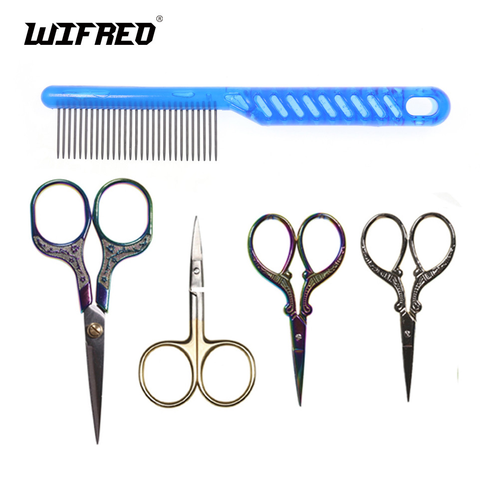 Wifreo 1Pc Fly Fishing Tying Scissors Stainless Steel Fly Tying Comb For Fur Hair Fiber Fly Tying