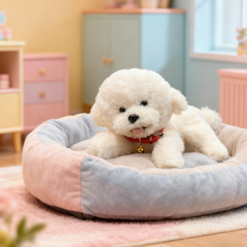 Adorable Fluffy Hair White Bichon Frise Plushie Doll Soft Stuffed Animal Puppy Plush Toy Baby
