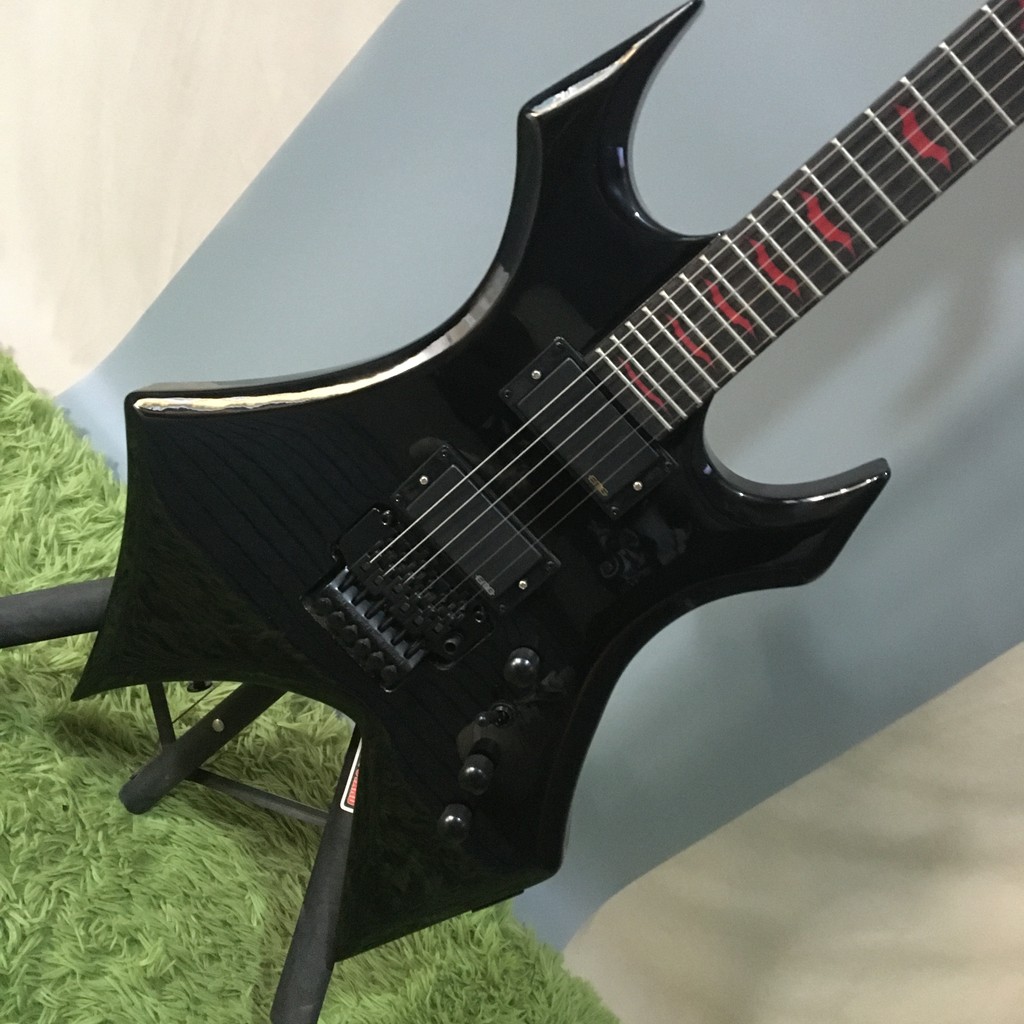 2025 Black BC RIch Electric Guitar Black color Solid Wood bat Inlay Free Ship