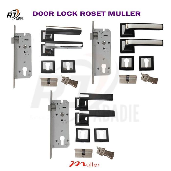 Handle Gagang Kunci Pintu Rumah Pisah Rosed Rollset Stainless Set MULLER
