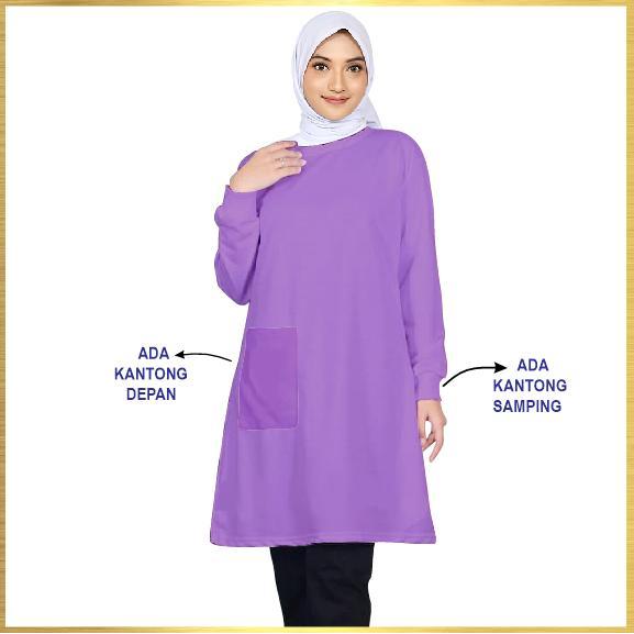 JaMinkwalitasnya- Kaos Wanita Tunik Polos 2 Saku Depan+Samping Muslim