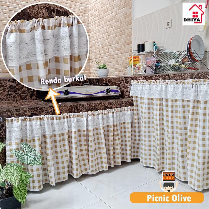 Tirai Meja Dapur Katun Poni Aesthetic