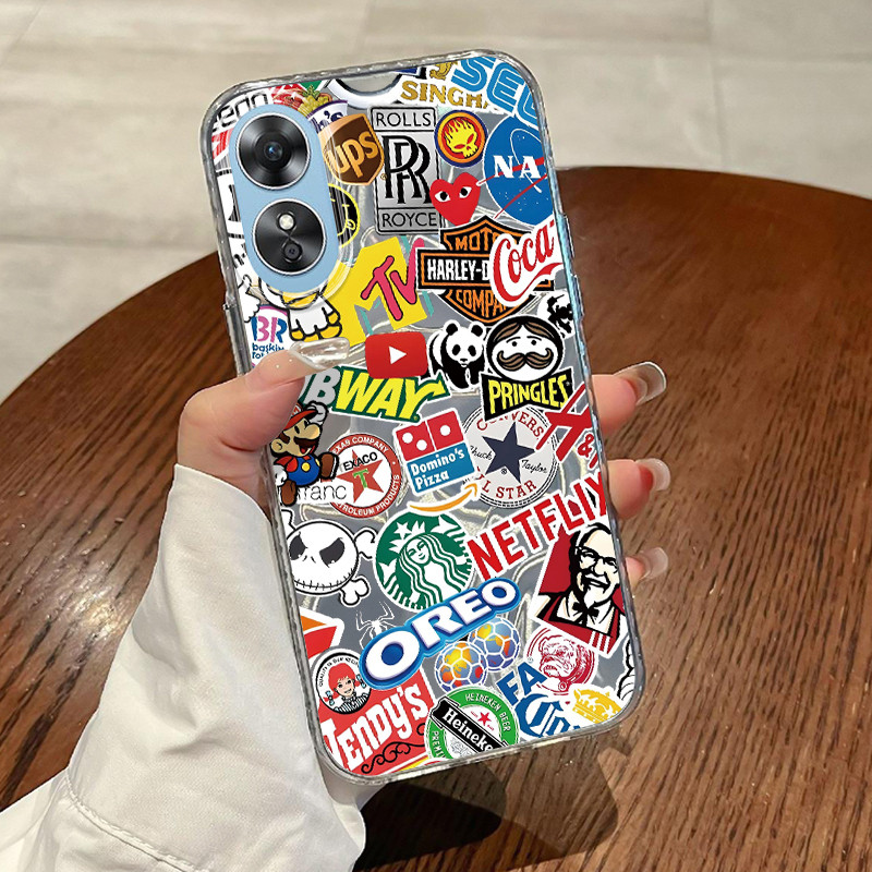 Casing Hp OPPO A17 OPPO A17K Case Casing Pola Sampul majalah HP Kasing Kasus ponsel transparan mewah