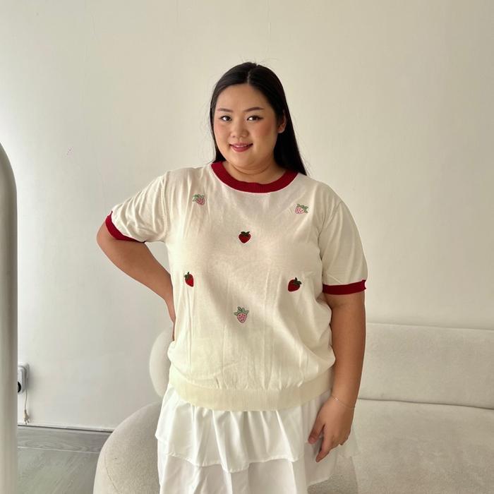 Sale Berri Atasan Knit Wanita Jumbo / Kaos Rajut Bigsize Terlaris