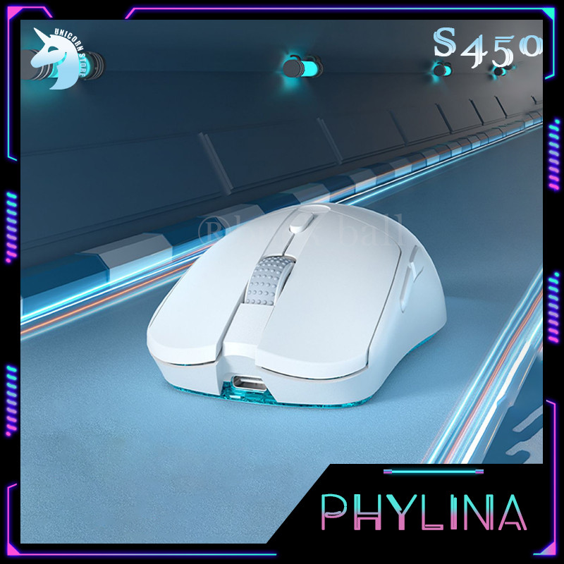 Phylina S450 Mouse Gamer 3 Mode 2.4G Wireless Lightweight USB Bluetooth Mouse PAW3395 Rechargeable 6