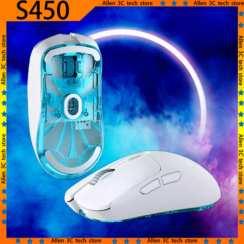 Phylina S450 Wireless Mouse Dual Mode 2.4G Paw3395 Ergonomics Lightweight E-Sports Gamer Accessory L