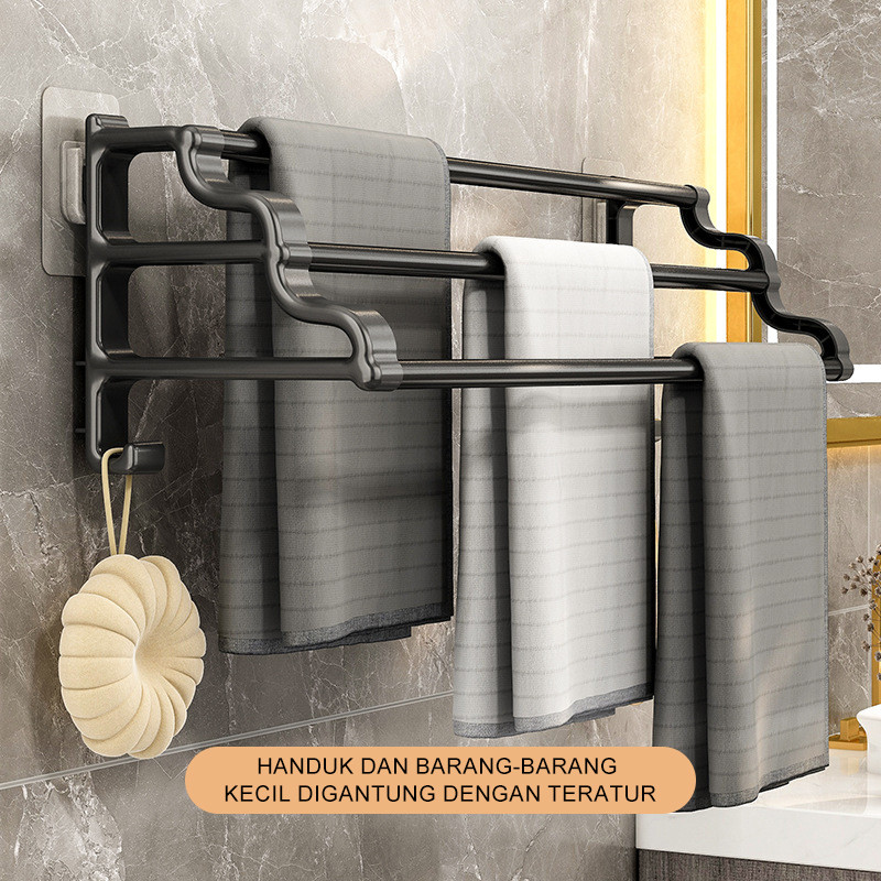 Rak Handuk Dinding / gantungan handuk 3 susun / gantungan handuk kamar mandi 3 susun / gantungan han