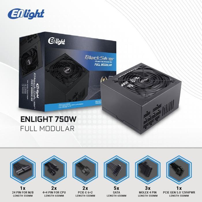 PSU Enlight 750W Black Silver - BRONZE 80+ SEMI MODULAR