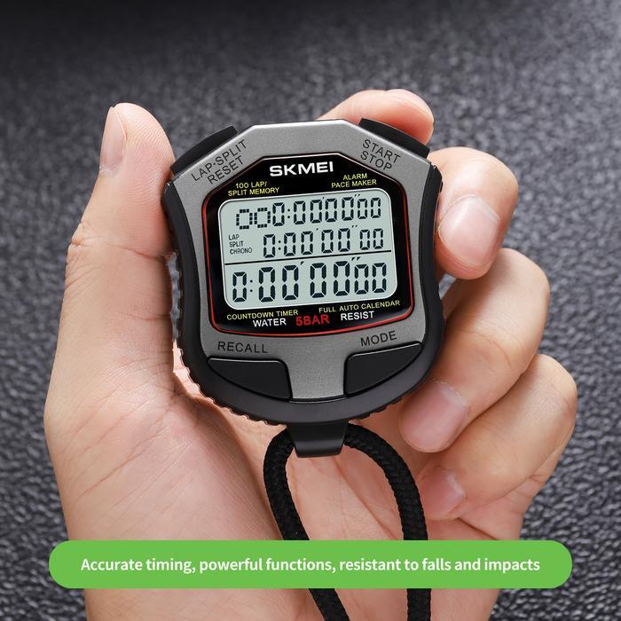 STOPWATCH OLAHRAGA JAM PENGUKUR WAKTU DIGITAL MEMORI LAP SPLIT DENGAN STRAP TAHAN AIR 5 ATM SKMEI