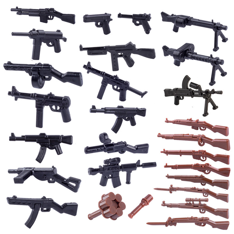 Mini Special Force Figures Weapons Building Blocks Heavy Machine Gun Bricks WW2 Military Soldiers Ac