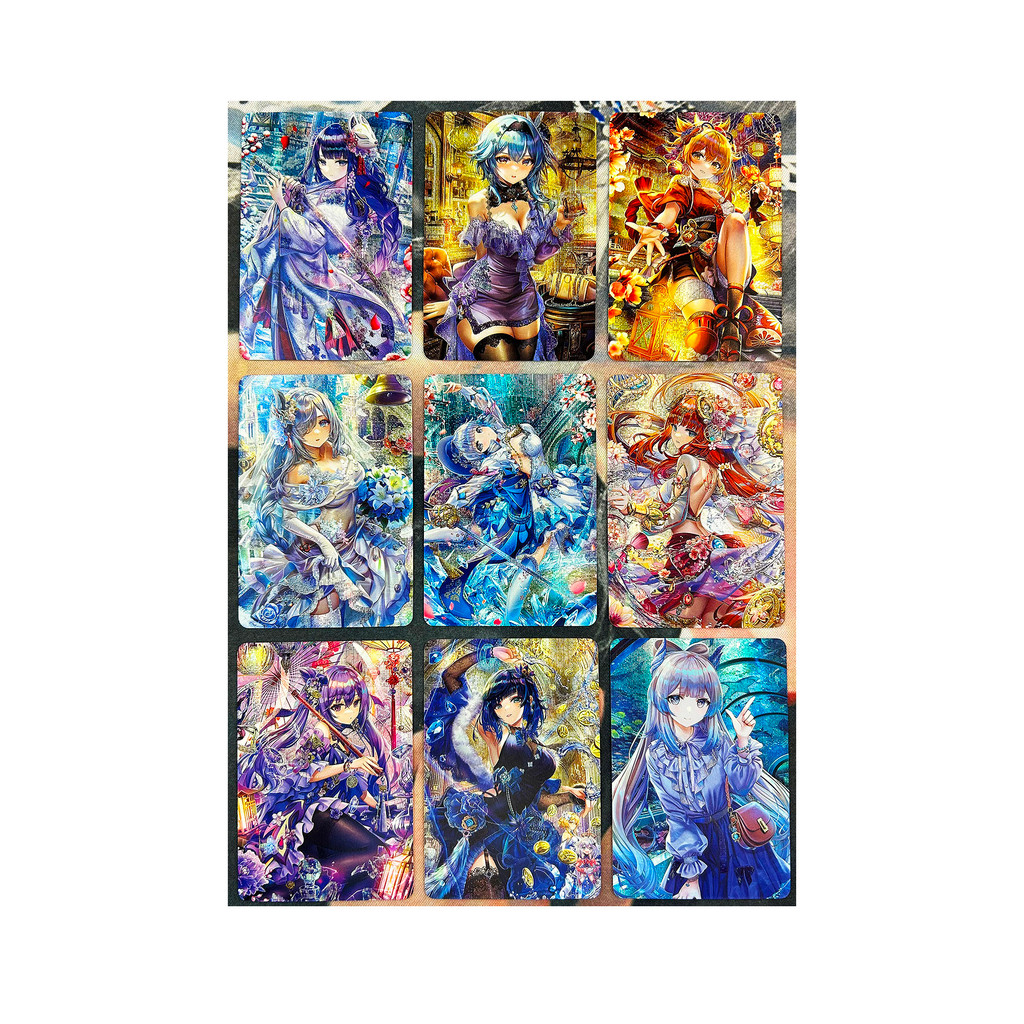 9pcs/set Genshin ACG Project Beelzebul Ganyu Refraction Sexy Girls No.6 Hobby Collectibles Anime Gam