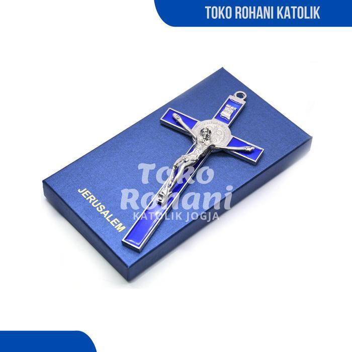 Salib Gantung Logam Benedict + Kotak (20 Cm) / Salib Dinding Katolik / Salib Gantung / Salip / Salib