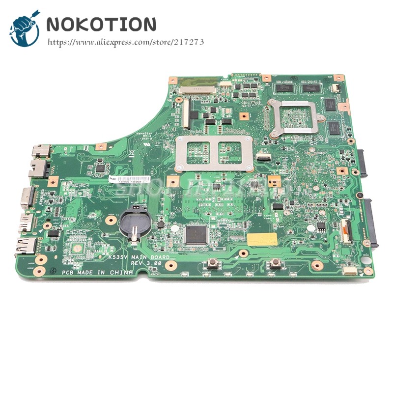 NOKOTION Laptop Motherboard For Asus K53S X53S A53S K53SV REV 2.3 PC Mainboard HM65 DDR3 GT540M Grap