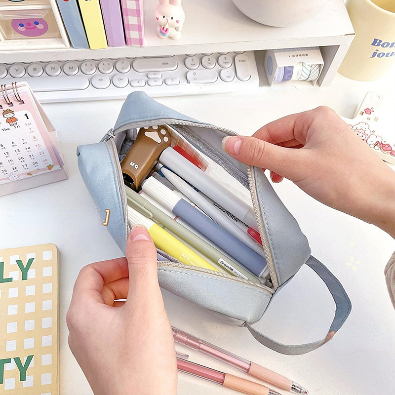 Kawaii Stationery Holder Bag Pen Case Large Capacity Transparent Pencil Bag Aesthetic School Student