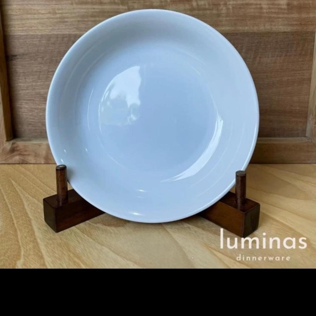 Piring Cekung Dalam Unik Keramik Porselen Putih Polos Tebal Murah Tahan Panas Premium Kopin 19CM Pir