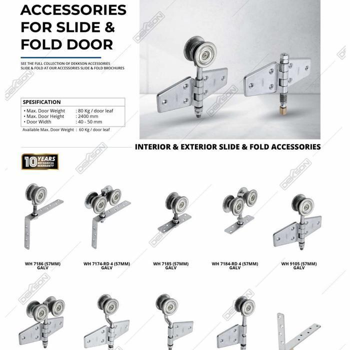 rel pintu dorong lipat dekkson WH 9105 Galv roda engsel atas tengah
