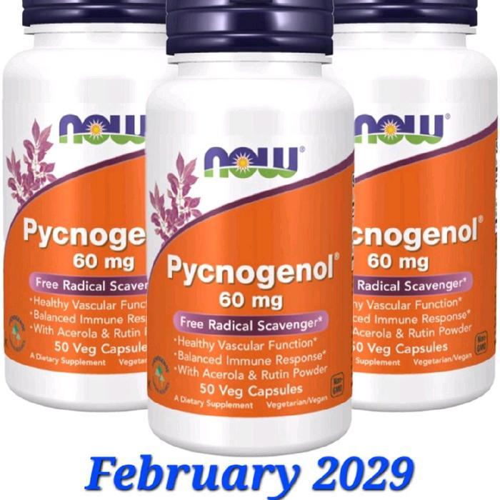 Now Foods USA Pycnogenol 60 mg 50 veg caps Exp dates : Feb 2029