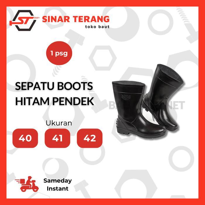 j88o- Sepatu Boot Karet Hitam Safety Pendek