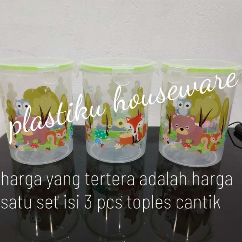 Toples Plastik Cantik Toples Set Toples Kue Lebaran Toples Klip isi 3