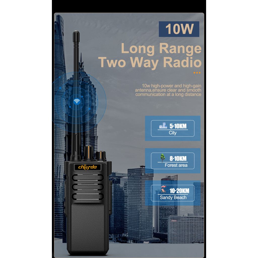 Walkie Talkie ChierdaCD-A8 10W Radio Receiver Long Range Two-Way Radio Station for Factory Farm Ware