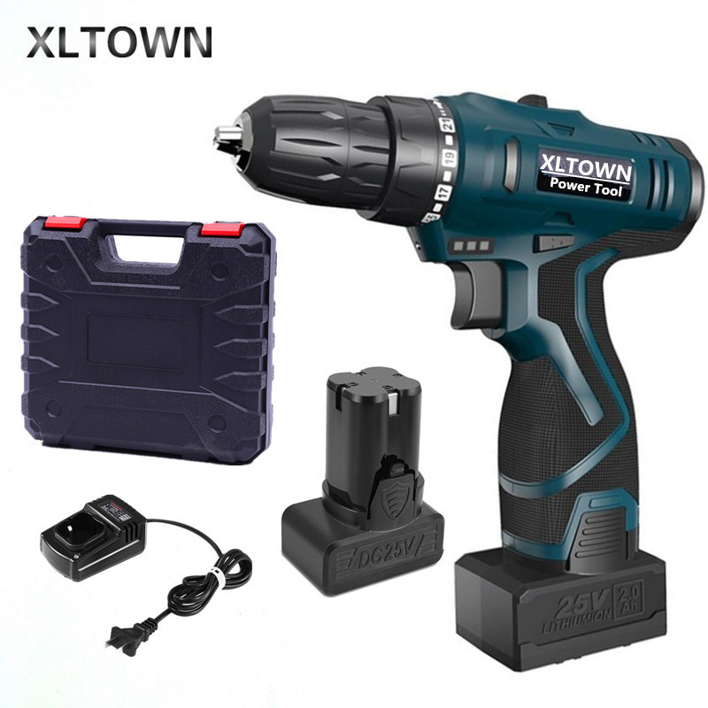 XLTOWN 16.8V/25V Cordless Electric Drill Rechargeable Lithium Battery Household Multifunction