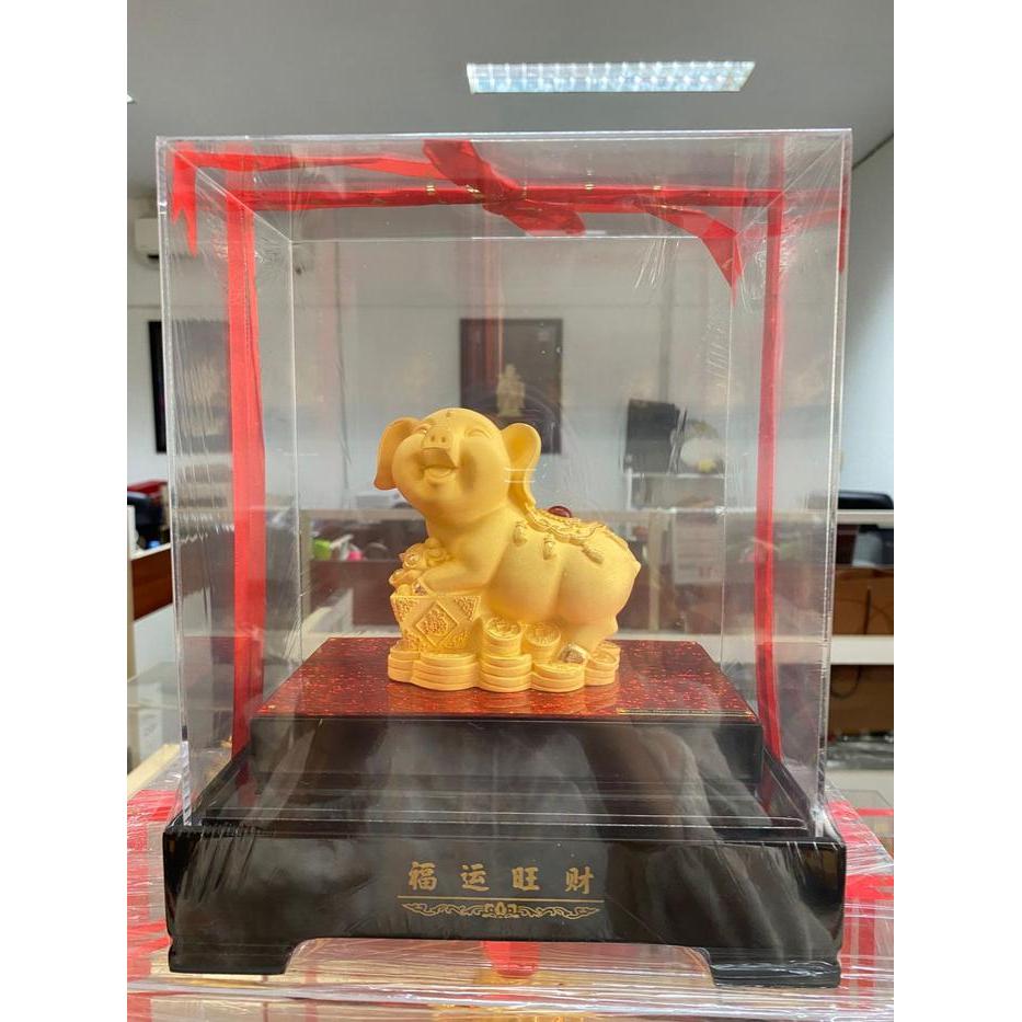 PATUNG SHIO BABI LAPIS EMAS PATUNG BABI EMAS HADIAH ULANG TAHUN