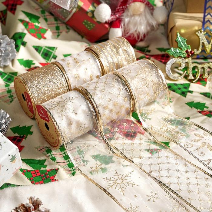 1ROLL 6YARD Pita Natal Pita pohon natal dekorasi pita natal pita kawat natal new