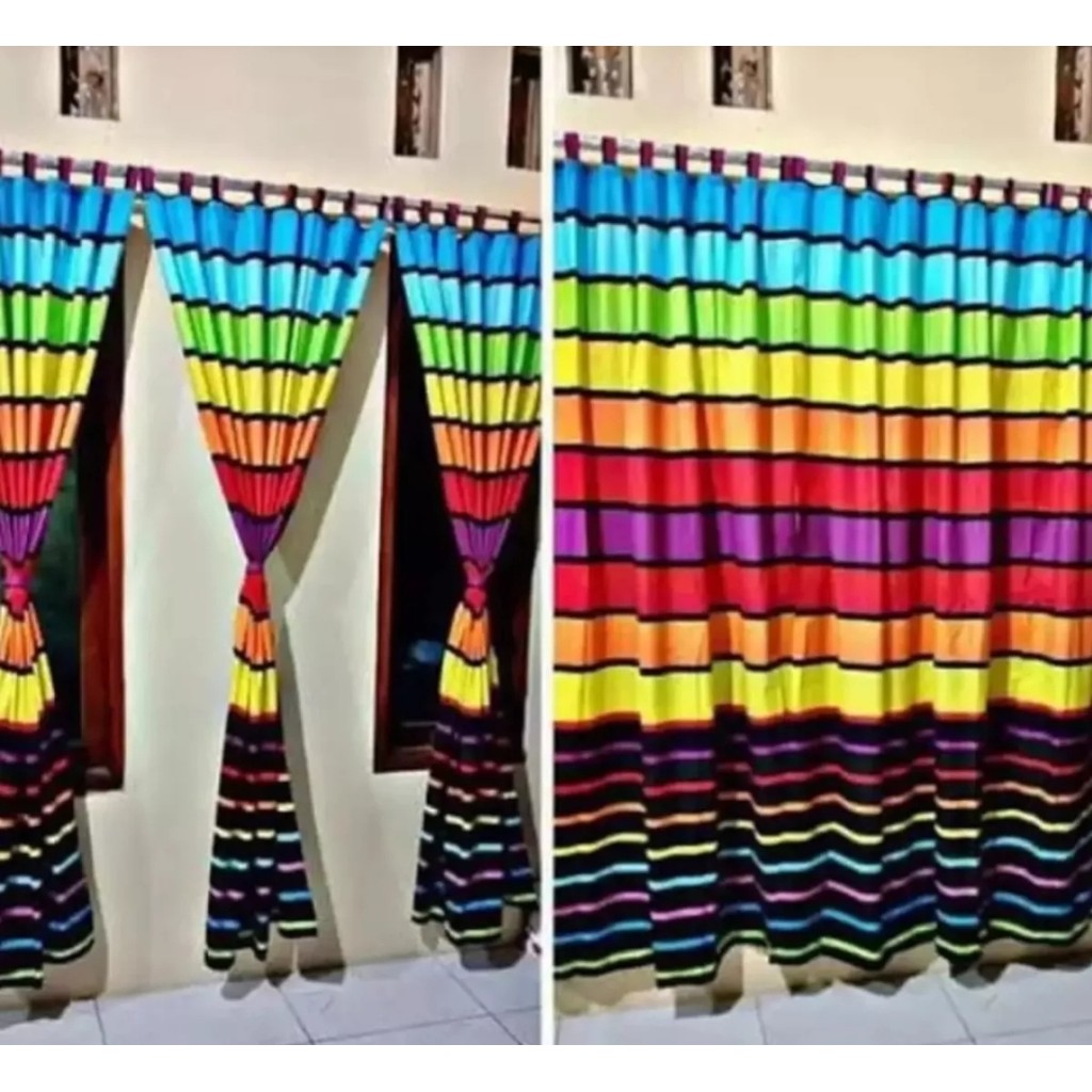 Gordeng Pintu Kamar Tidur / Gorden Jendela Kamar Motif Pelangi