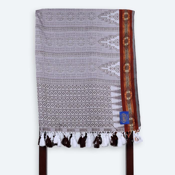 SIAPKIRIM Surban Subaiyah BHS Classic Motif Jacquard Putih Coklat 01 READY STOCK