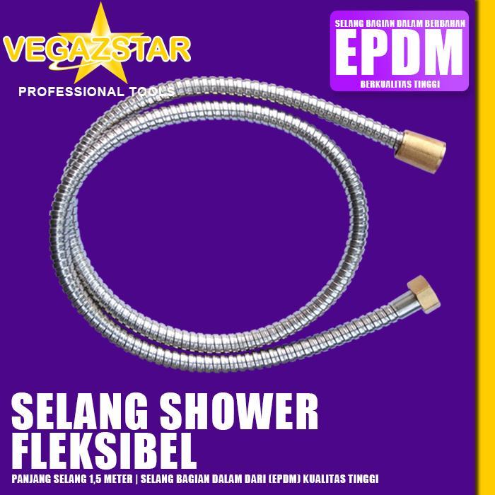 SALE VEGAZSTAR - Selang Tahan Panas Stainless Shower Flexible Stainless Steel Flexible Hose Selang