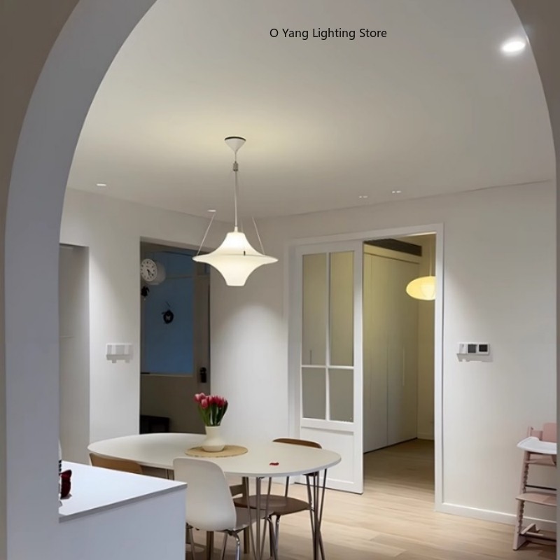 Lampu Gantung LED Putih Susu Lampu Meja Makan Lampu Ruang Belajar Abad Pertengahan Lampu Gantung