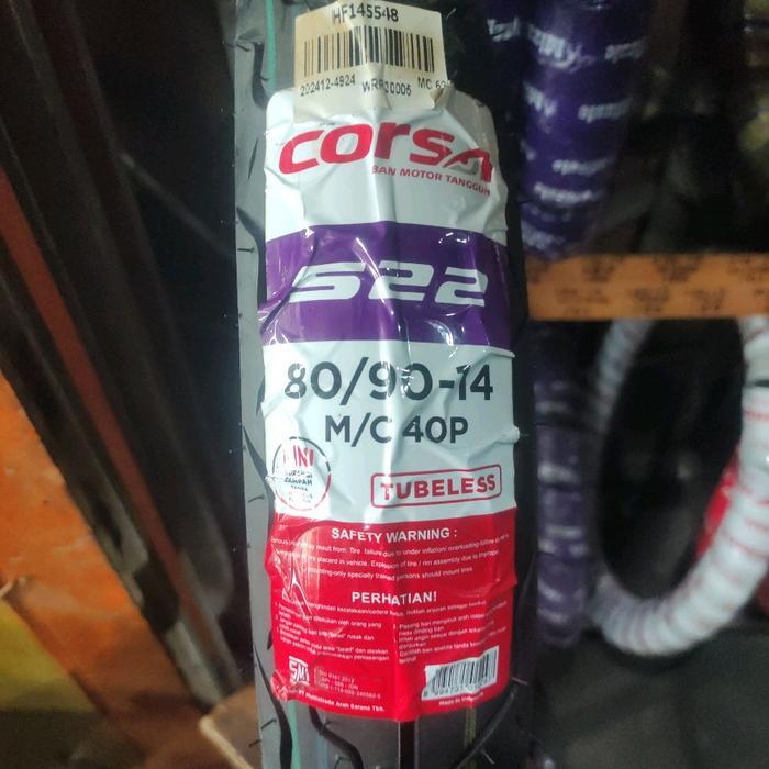 80/90-14 S 22 Tubeless Ban Luar Motor Matic Ring 14 Beat Vario Mio J M3 Ban Corsa