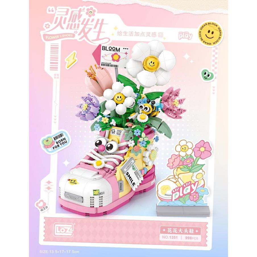 Terlaris LOZ 1351 Flower sport shoes 998 pcs - LOZ ideas - Mini brick - Puzzle Block Bricks - Mainan